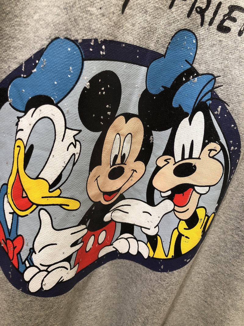 min卡通印花米奇唐老鸭短袖t恤女假两件韩版宽松过膝大码连衣裙潮