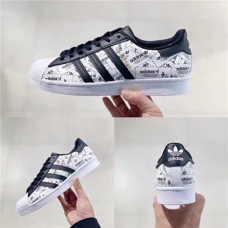 adidas三叶草男女鞋superstar 涂鸦logo贝壳头运动休闲板鞋fv2819-mc