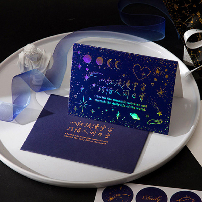 烫金贺卡定制写字生日生日卡卡片小清新信封学生贺卡