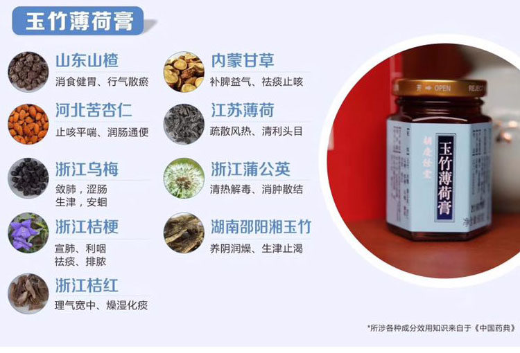 正品胡庆余堂玉竹薄荷膏养生膏滋小儿脾胃宝玉蚕枳椇膏玉仁玫白膏