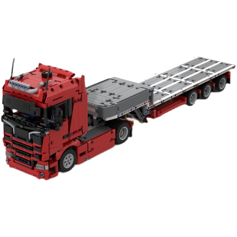 科技积木卡车车头拖板板车欧洲货车scania斯堪尼亚塑料积木