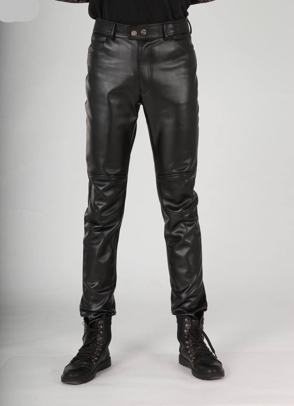 皮裤加大秋冬时尚潮流韩版修身长裤紧身男士小脚皮裤