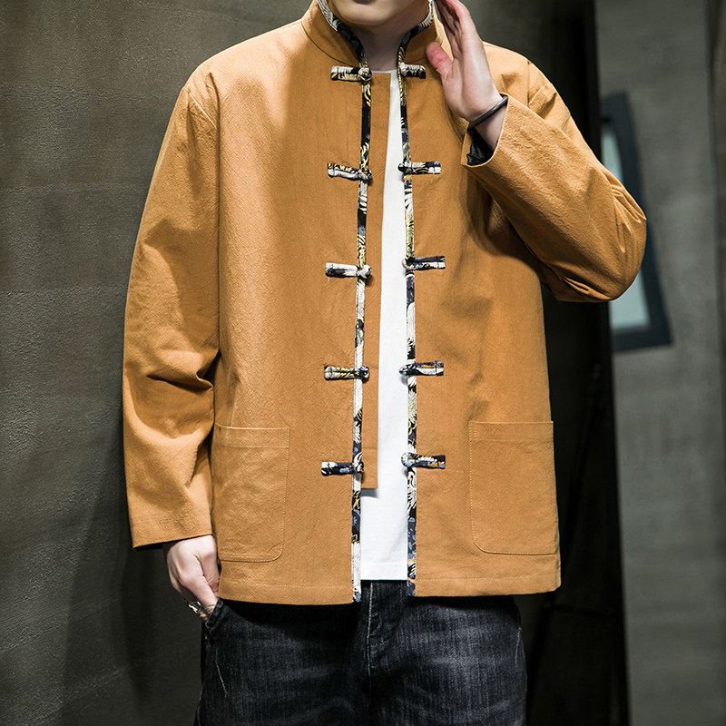 汉服盘扣外套男式中国国风男装棉麻亚麻中式夹克