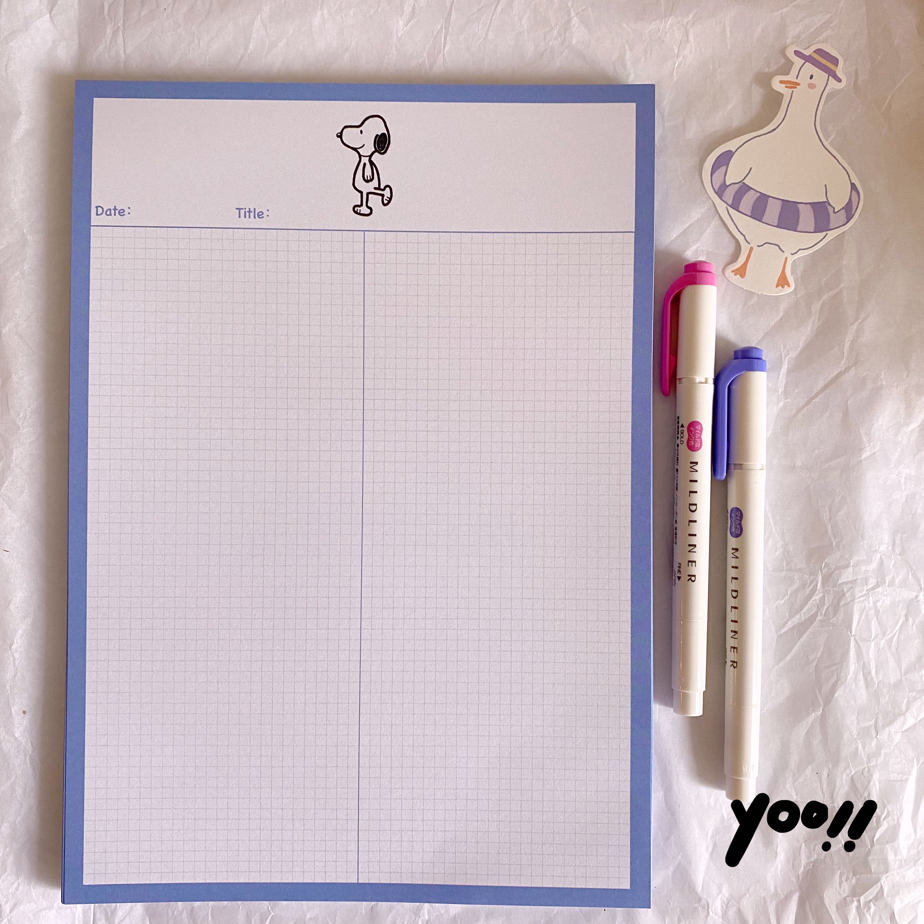 3本包邮一颗花生ins史努比b5笔记本网格便签本便签本