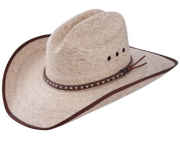 代购resistol细腻原生墨西哥棕榈草编大檐卷边牛仔帽帽子