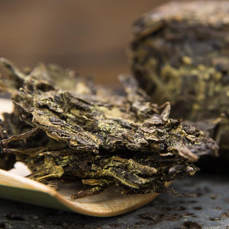 贡尖湖南安化芙蓉山金花茯砖原生态野生大叶砖茶安化黑茶