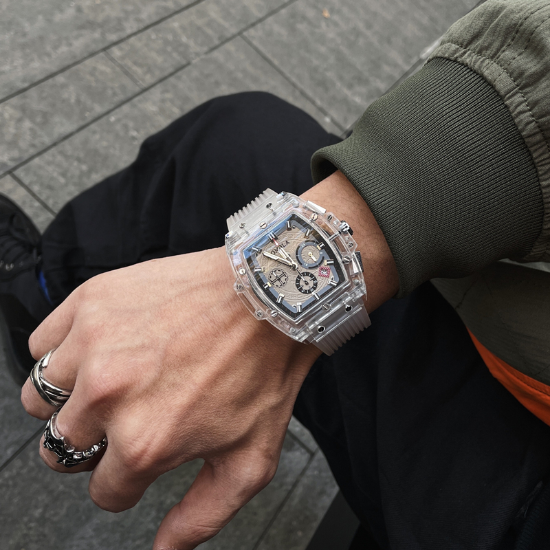 高级感男款学生机械表虫洞概念镂空手表男陀飞轮表男士名牌男表潮