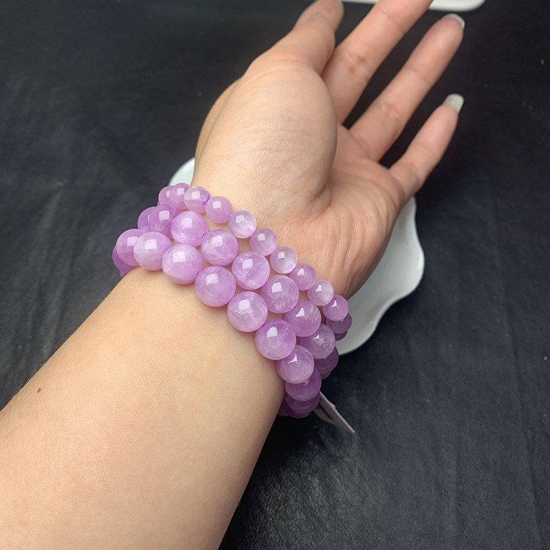 天然紫锂辉石圆珠单圈手810mm手链手链