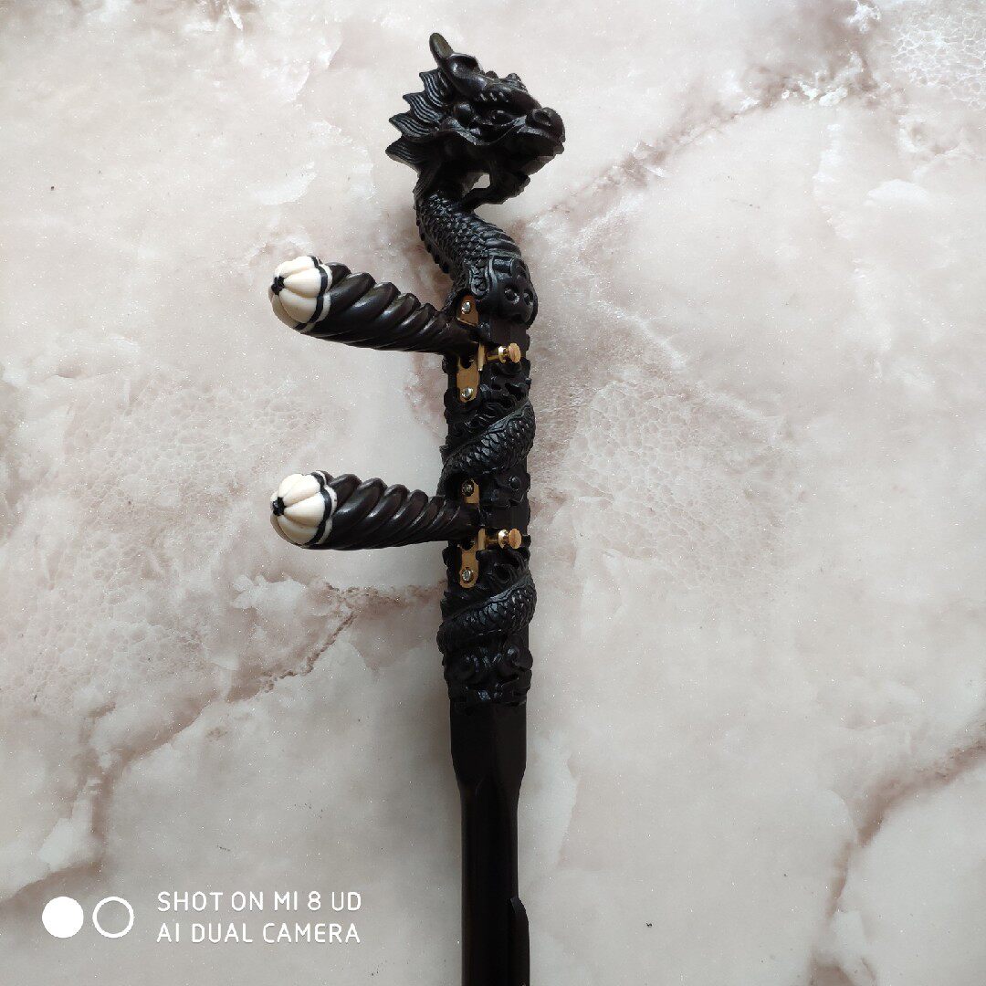 紫檀板胡龙头秦腔杆子扁杆板胡