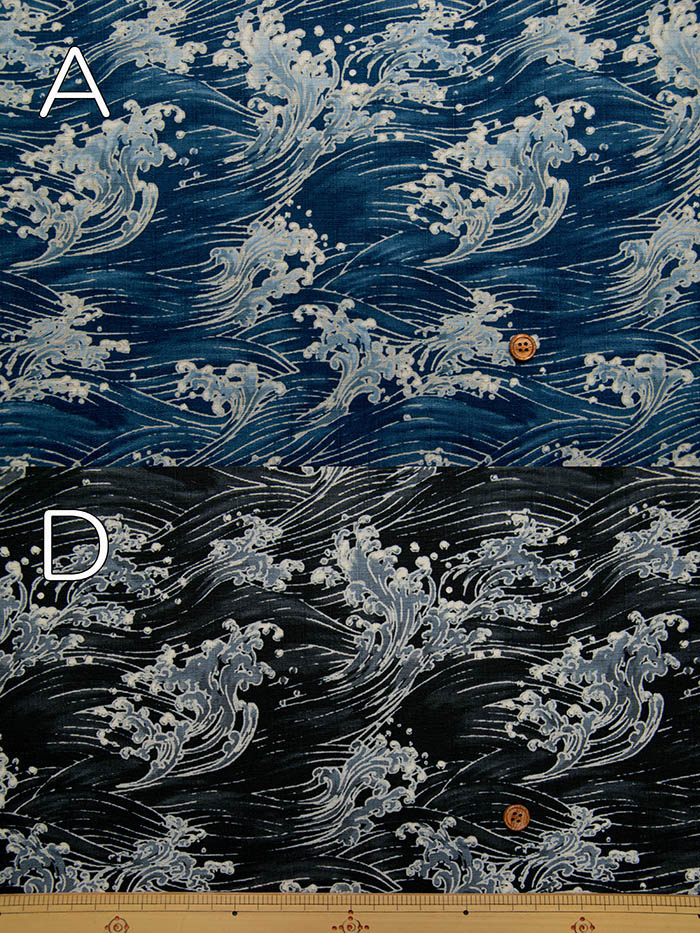 日本进口浮世绘海波浪纯棉布料和服浴衣桌布室内装饰海绵垫