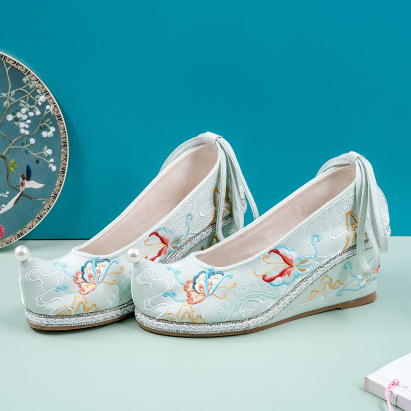 原创逍遥游坡跟汉服厚底鞋汉服鞋子女古风布鞋布鞋