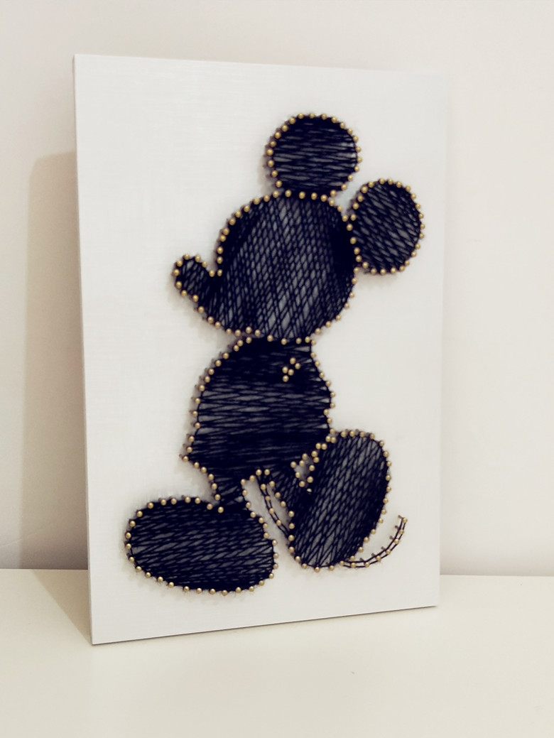 米奇装饰纱线钉子毛线绕线画stringart创意手工现代装饰画