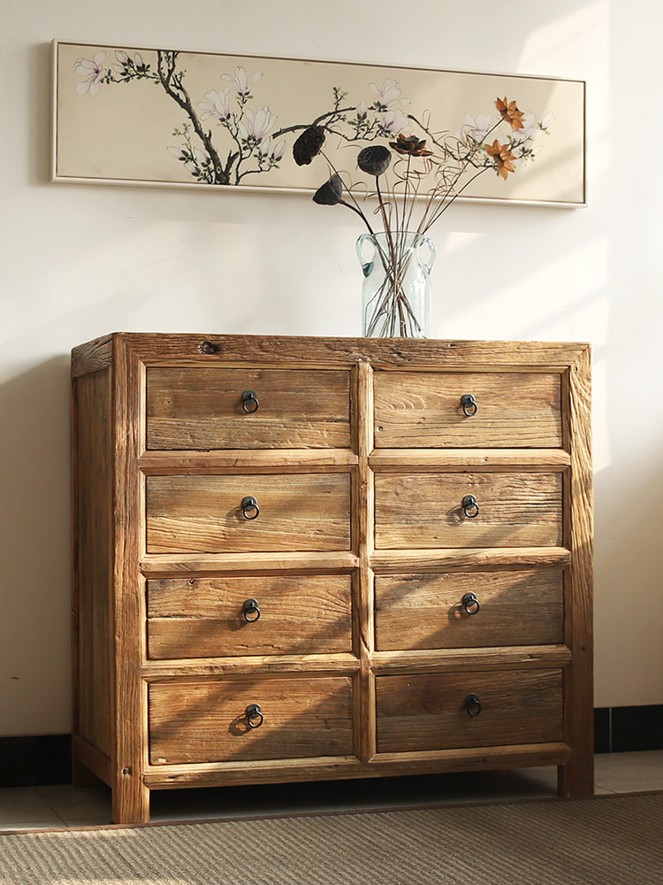 榆木多屉柜木头家具风化实木八屉田园复古斗柜斗柜