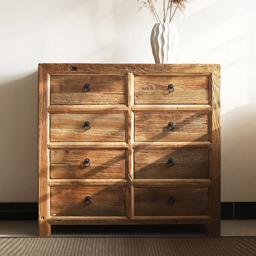 榆木多屉柜木头家具风化实木八屉田园复古斗柜斗柜