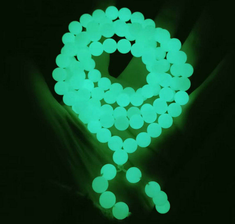 发光饰品夜光108颗佛珠夜明珠情侣款项项链萤石佛珠