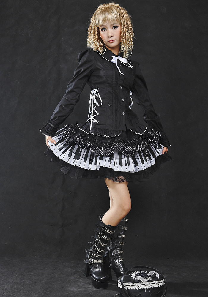 琴键glplolita洛丽塔白色钢琴波点蕾丝短裙61106半身裙