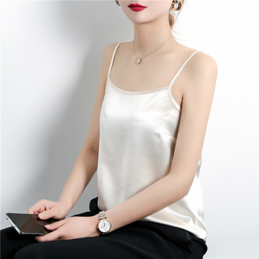 吊带一字重磅真丝背心女夏百搭白色衫桑蚕丝背心吊带