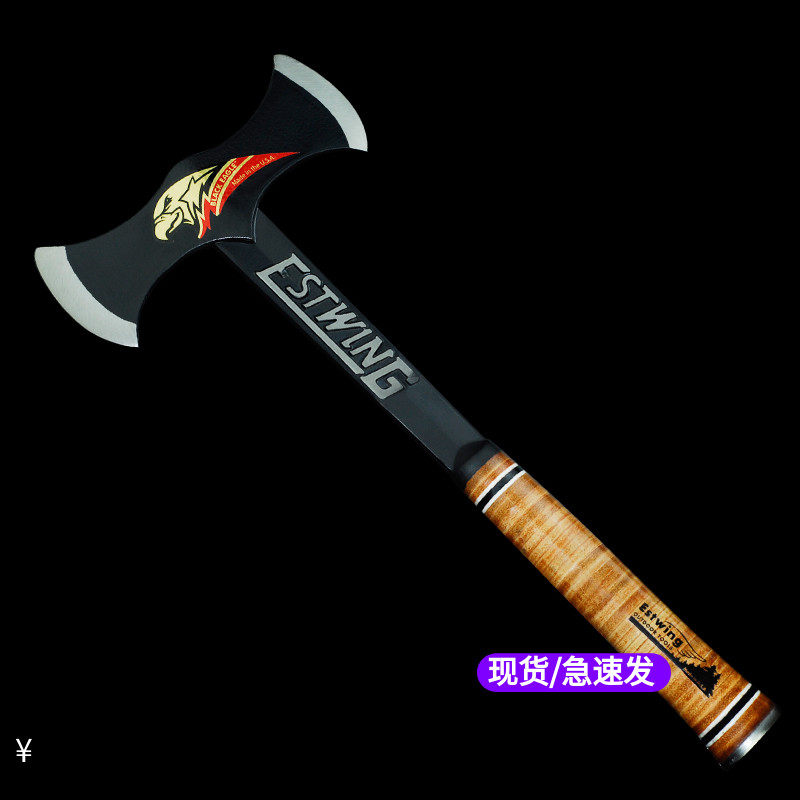 美国estwing东翼黑鹰双头斧版含鞘手镇定一体锻造工兵斧