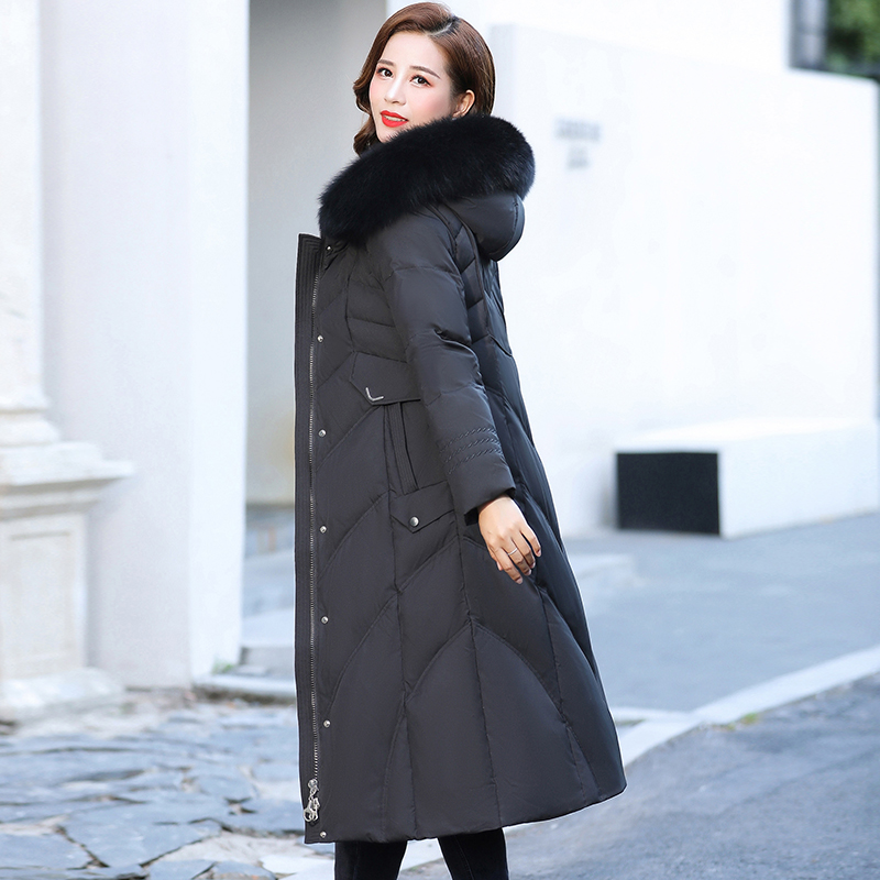 雪中飞长款羽绒服2020年新款女中中长过膝时尚大毛羽绒服