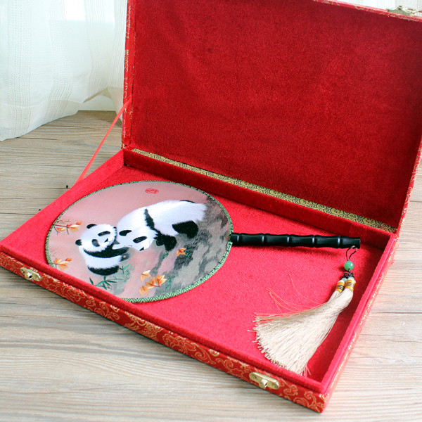 四川旅游纪念外事礼品熊猫蜀绣蜀锦手工工艺品双面刺绣