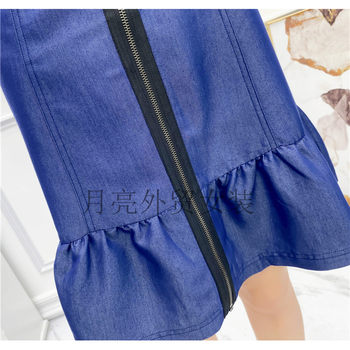 ຄົນອັບເດດ: ແມ່ຍິງພາກຮຽນ spring 2021 ແບບເອີຣົບແລະອາເມລິກາແບບ sexy ທາງຫນ້າ zipper ແອວສູງ slimming ກະທັດຮັດ ruffle suspender skirt
