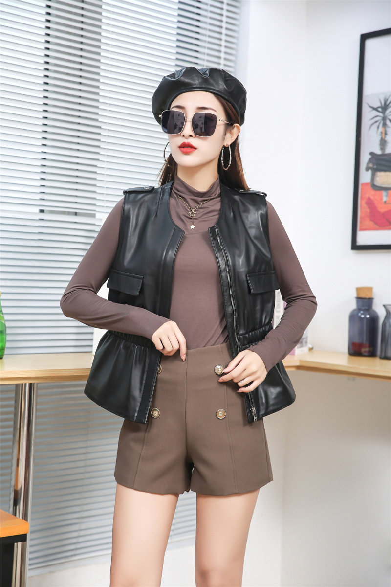 坎肩韩版显时尚收腰马甲2020真皮绵羊羊皮修身马夹