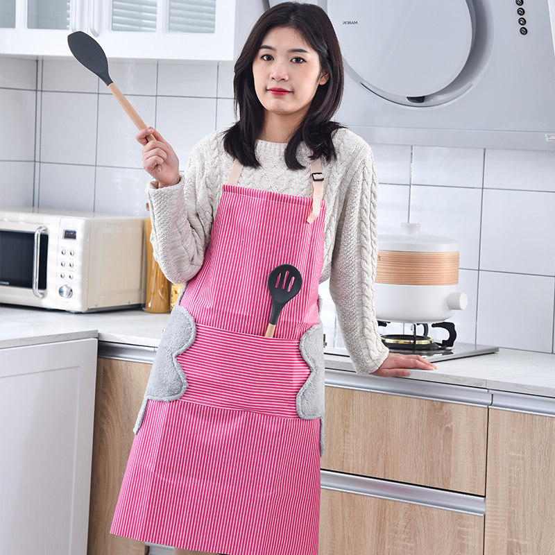家用可擦手围裙厨房防水防油大人男女时尚做饭围裙