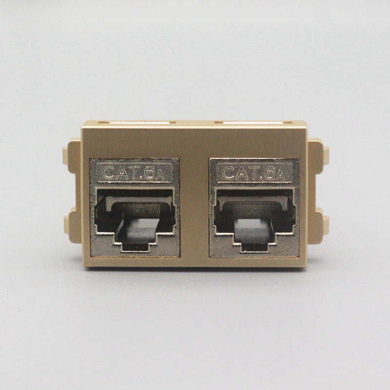 双口模块面板电脑rj45网线cat6a网络免打直通开关插座套装