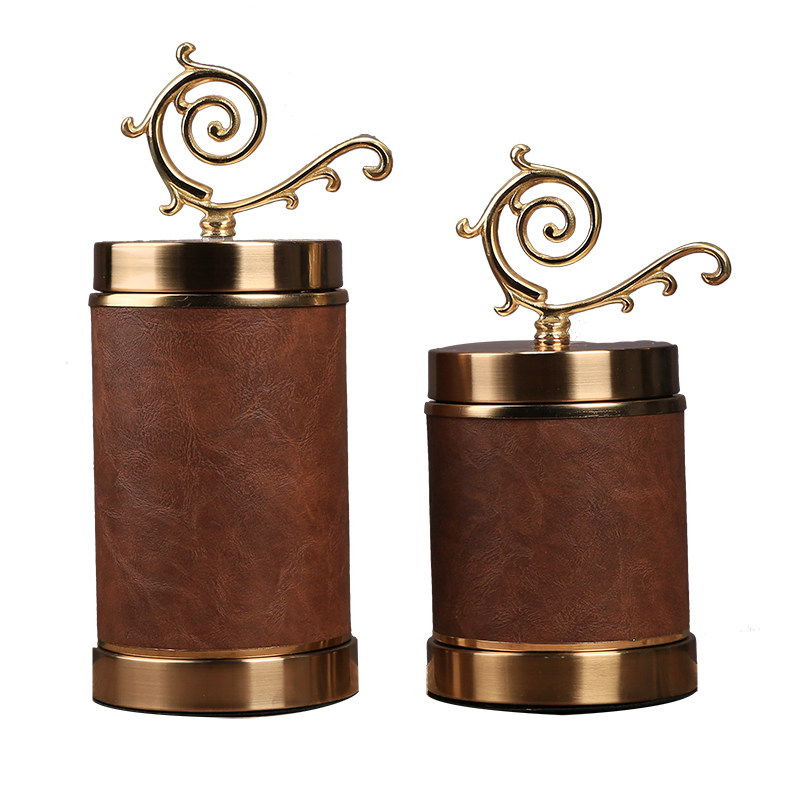美式轻奢金属糖果罐储物罐收纳器皿软装摆件欧式家居客厅茶几摆设
