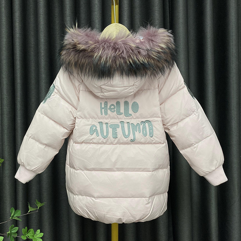 禾雪2020年新款中小小童儿童纯色可爱羽绒服中长羽绒服