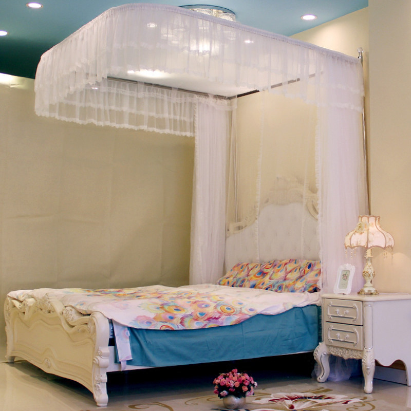 加密定做结婚公主家用1m81m5支架加厚挂墙蚊帐