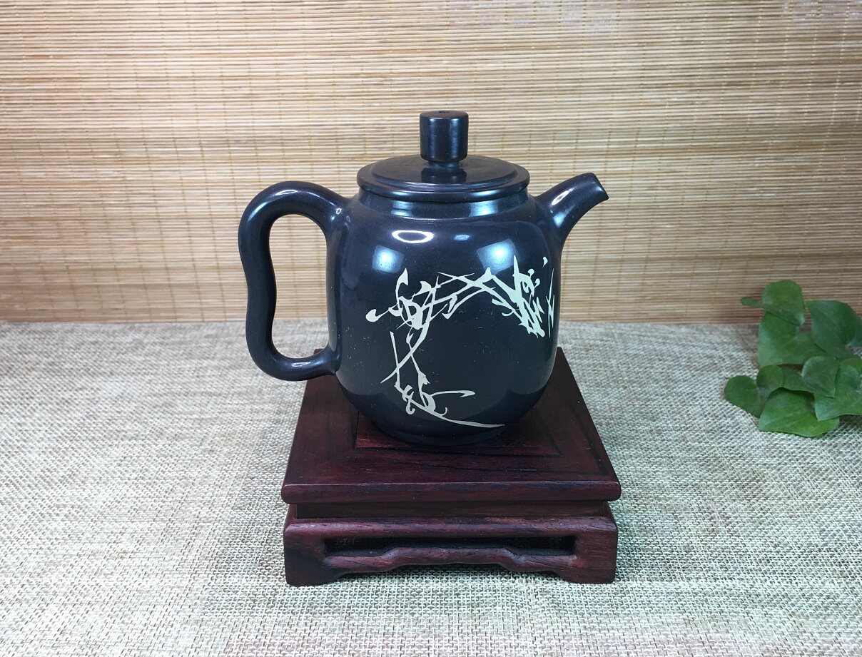 云南建水紫陶茶壶名家陈绍康大师纯全手工阴刻茶壶
