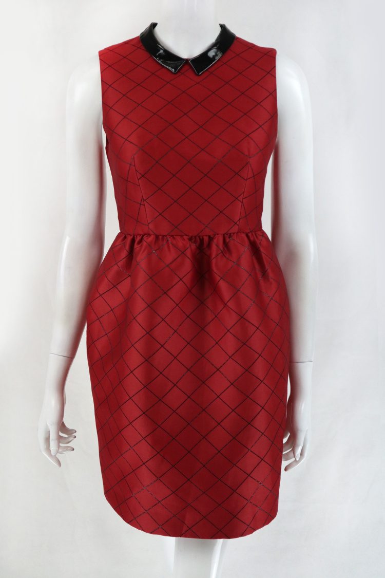 连衣裙无袖春秋红色甜美菱形漆皮anorroff4e230r01连衣裙