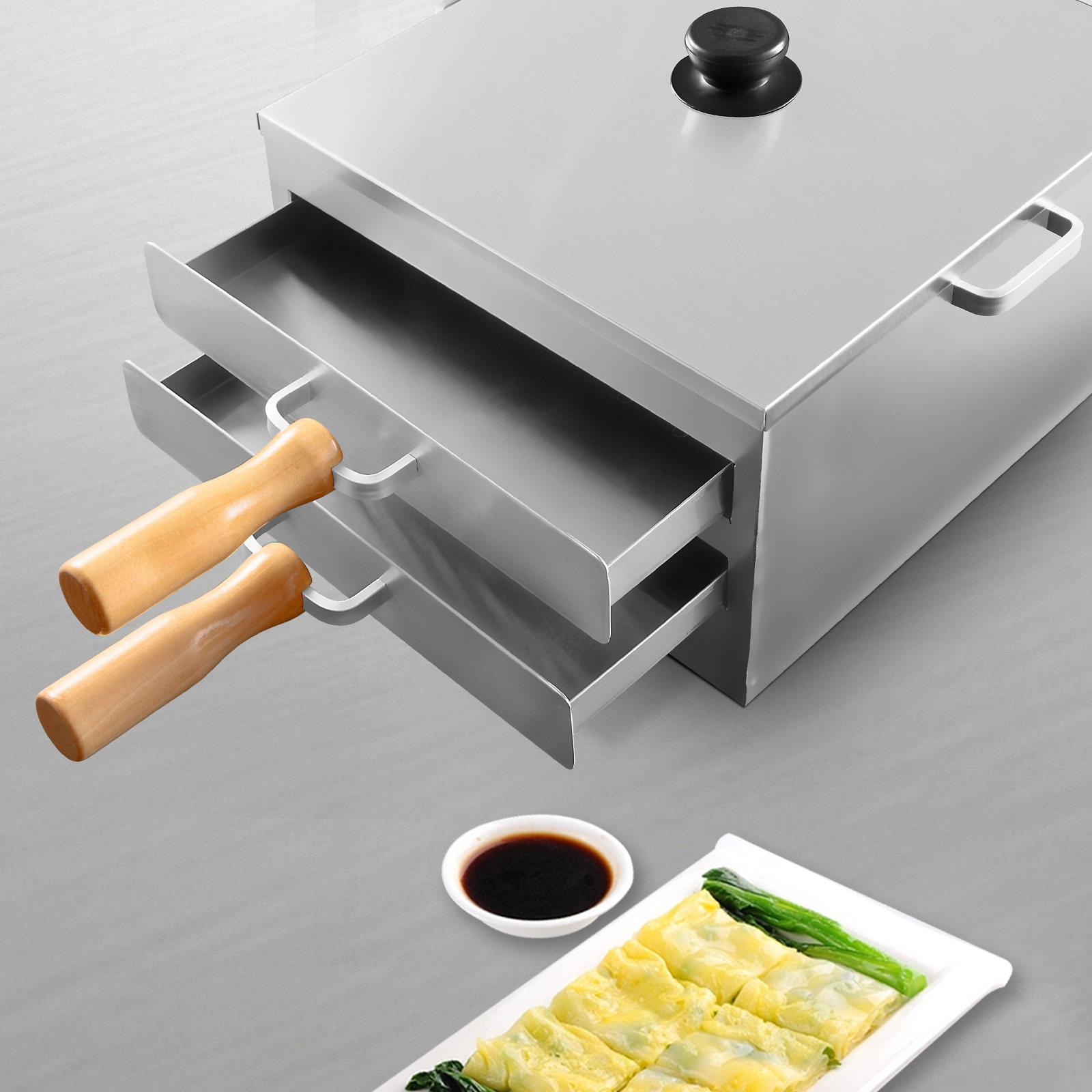 家用肠粉机单双二层拉蒸炉机迷你小型抽屉不锈钢电蒸锅