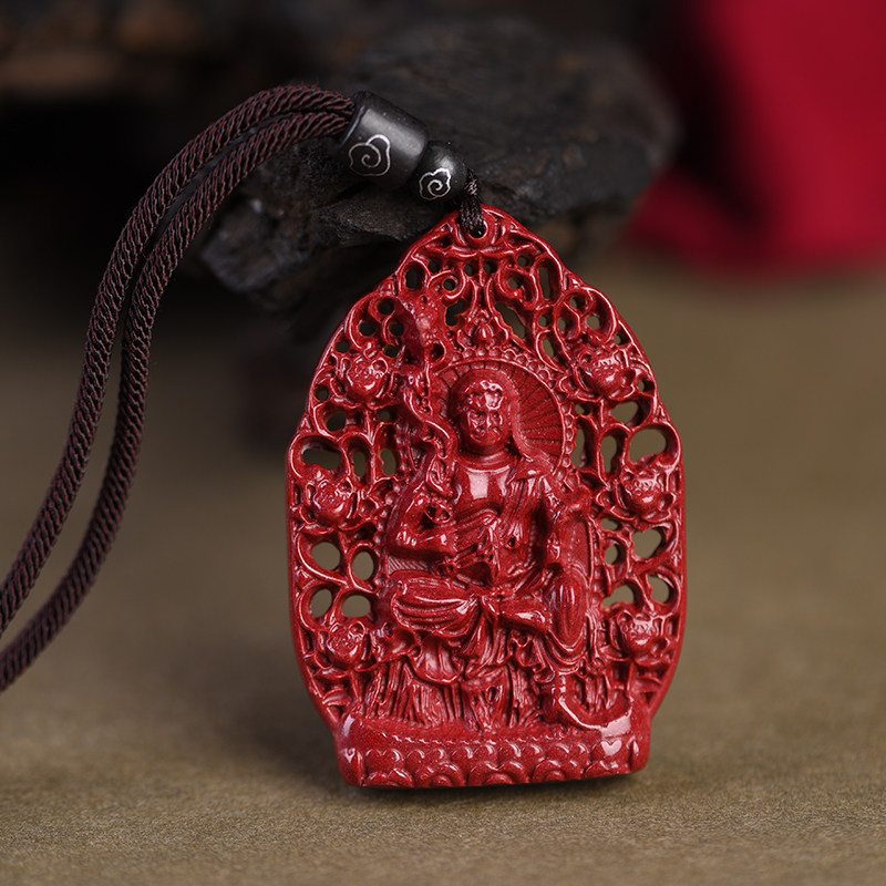 艾钰朱砂阿弥陀佛吊坠生肖属狗属猪本命佛戌亥守护神精雕男女项链