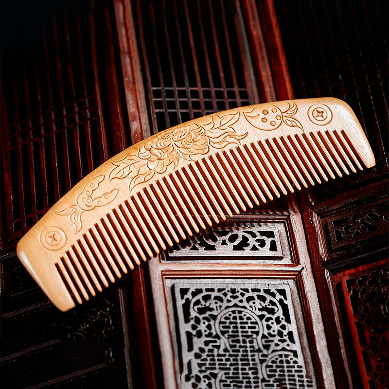 木梳梳子宫庭正品天然雕花雕刻刻字古风家用梳子