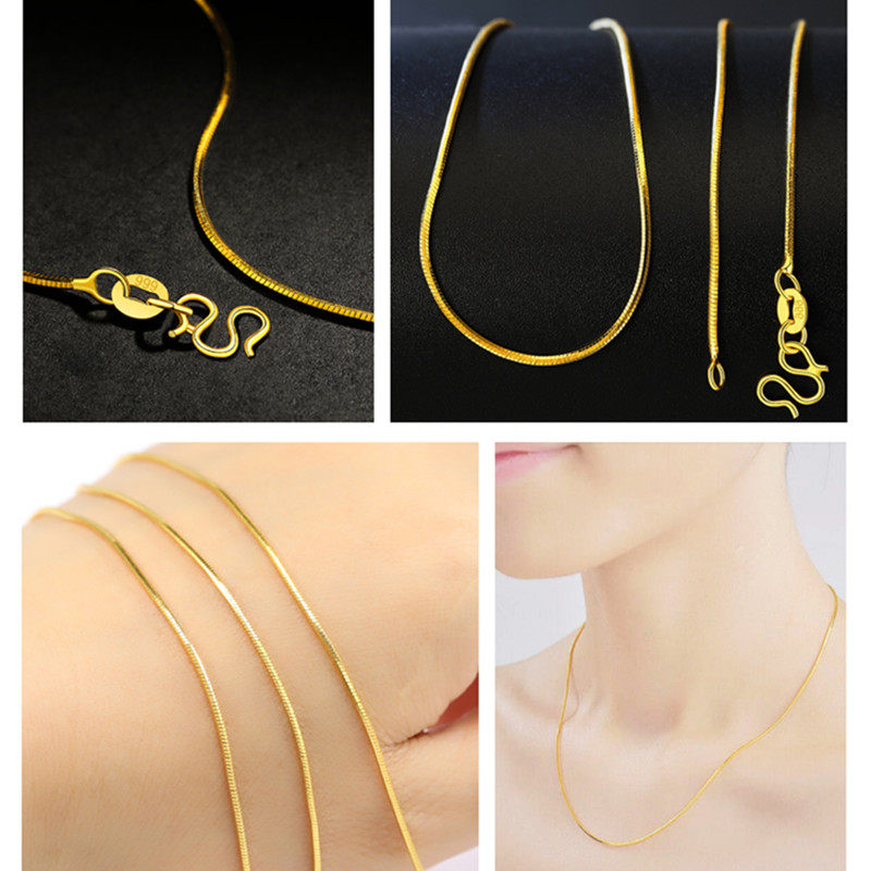 时尚黄金骨链链蛇盒子锁骨百搭足金项链纯金颈饰
