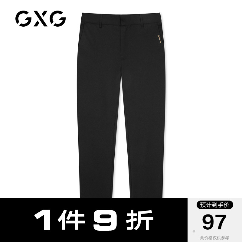 GXG男装 韩版潮流微弹直筒黑色休闲西裤长裤男22年春夏热卖