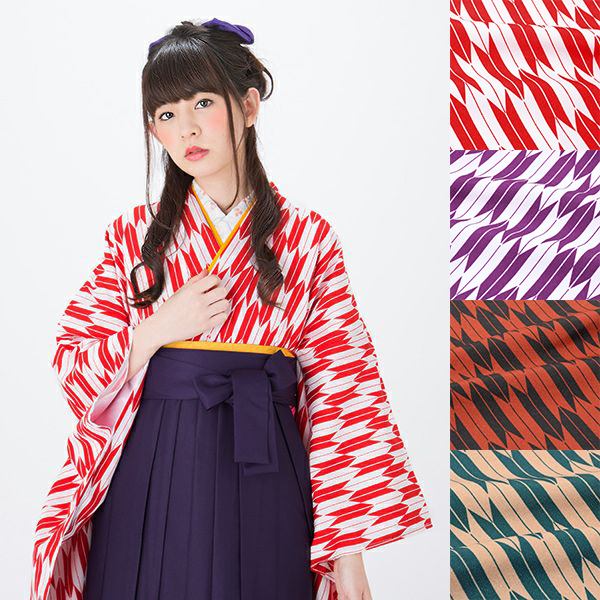 和服二尺袖大正风矢羽柄蕾丝正统礼装丸舗毕业卒业式着物