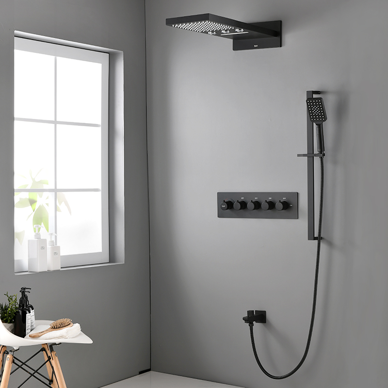 德国kasentop浴室暗装瀑布瀑布花花洒入墙恒温淋浴恒温花洒套装