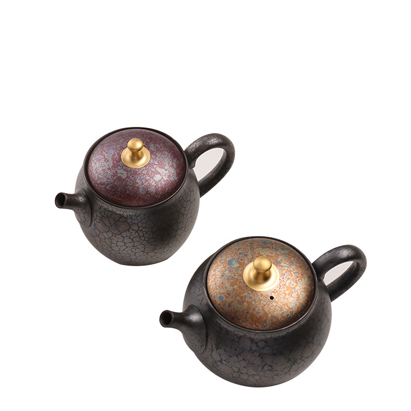 原装进口日本常滑烧泡茶茶壶昭龙手天目釉彩彩金后手茶壶