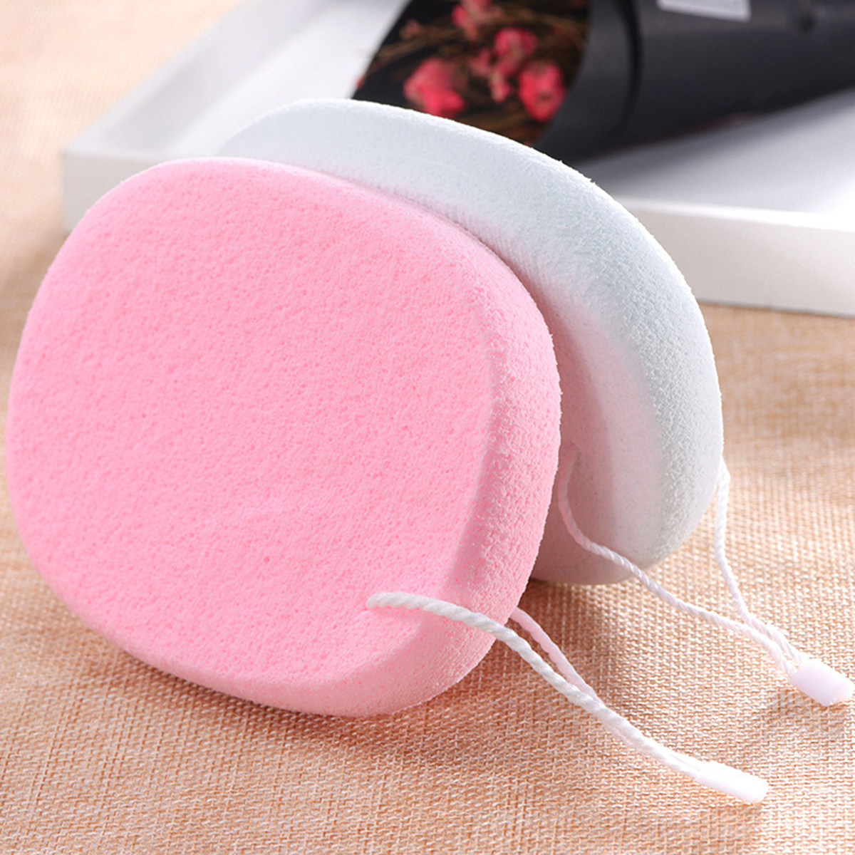 简应舒 绒面洗脸扑2个装加厚海绵粉扑柔软亲肤深层洁净洗脸扑