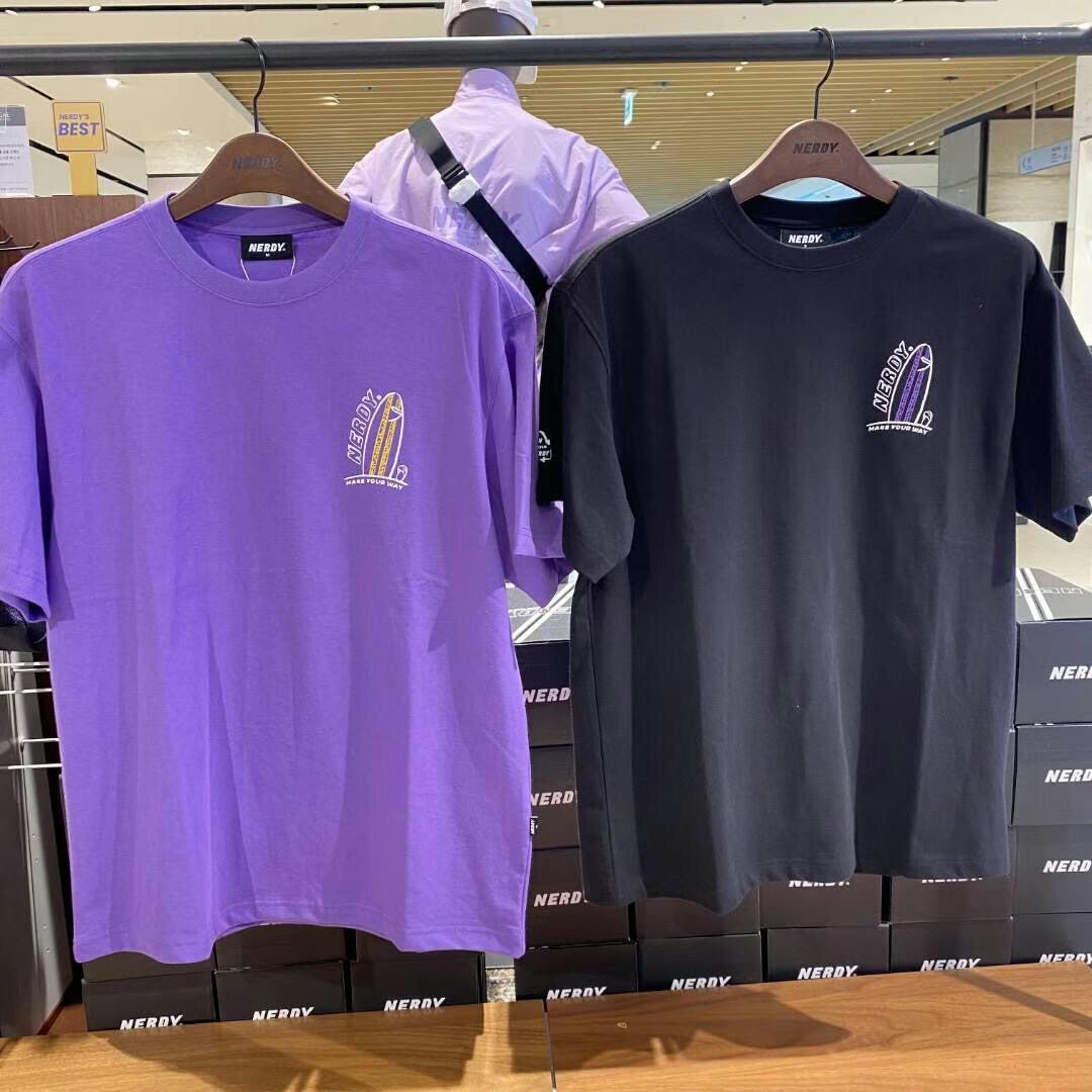 韩国潮牌nerdy正品春夏新款背后冲浪卡通潮款t恤
