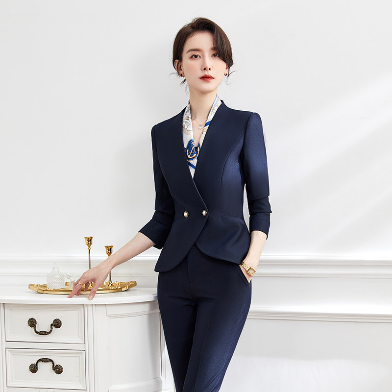 秋季女款西装套装群女士职业装通勤酒店前台物业客服售楼处工作服