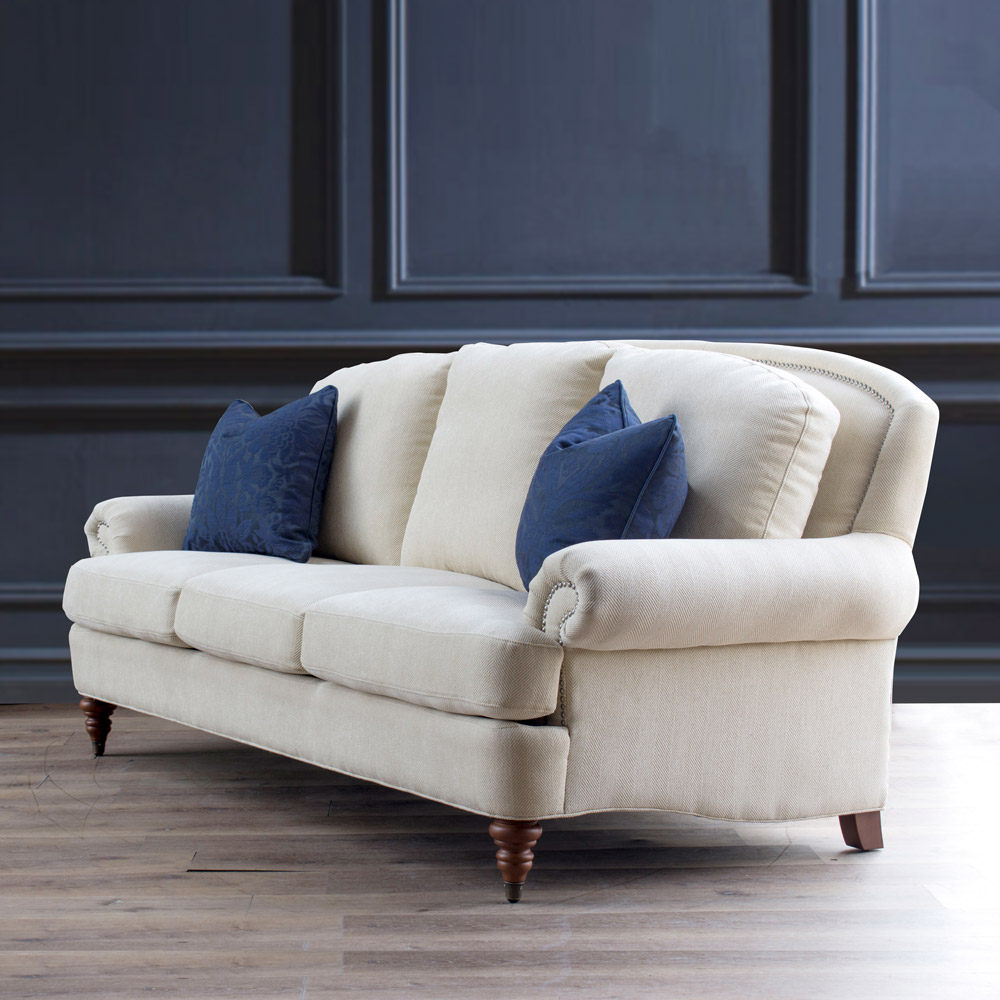 伊森艾伦海德美式进口布艺三人沙发人字雪尼尔羽绒加软加深定制