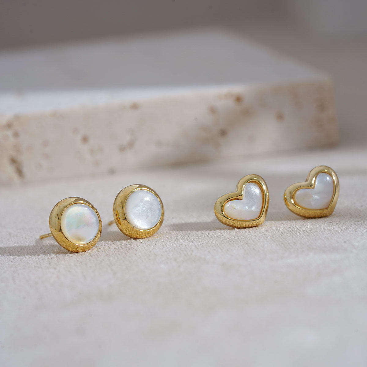 耳环百搭气质简约耳饰chic小众高级茶系白贝母耳钉