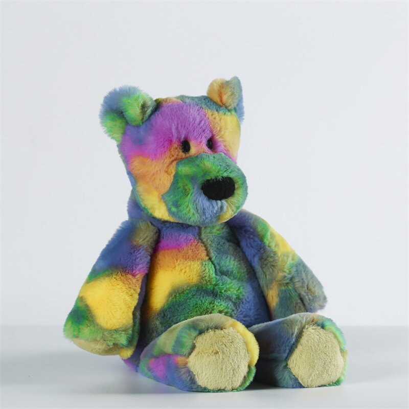 五彩熊毛绒玩具柔软七彩色熊公仔可爱彩虹熊兔娃娃玩偶女生日礼物