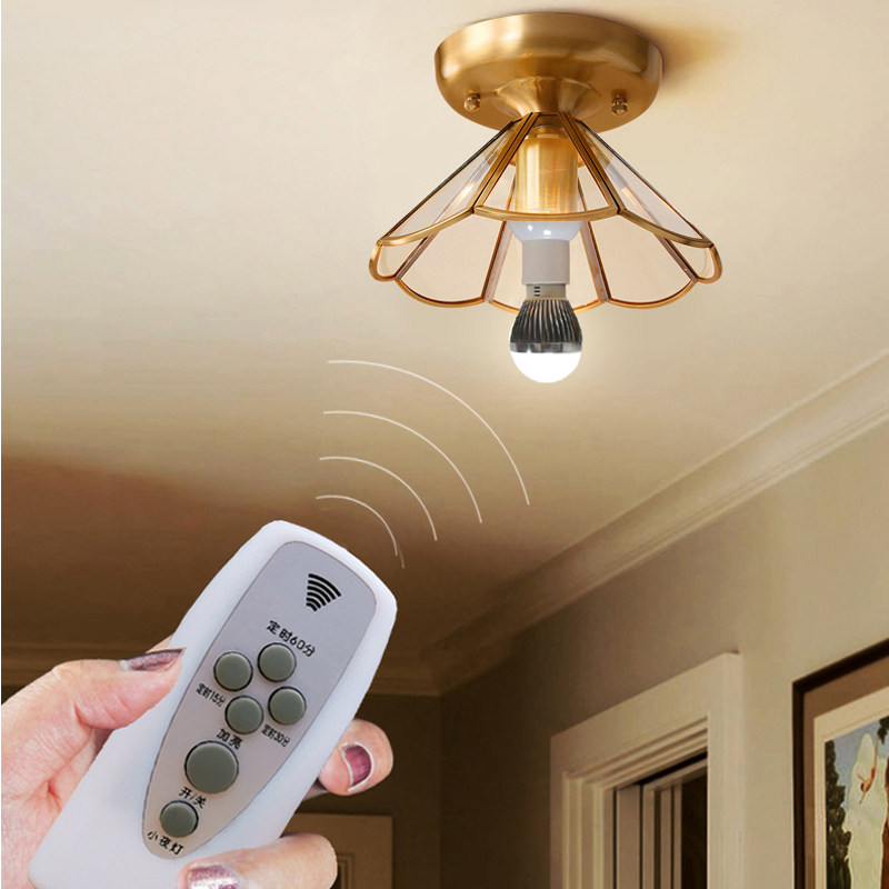 遥控电灯无线灯头灯座e27螺口220v家用卧室遥控开关