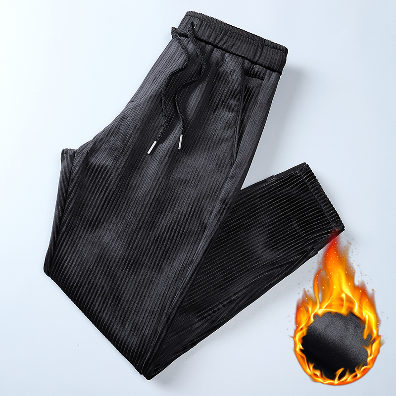 好货难遇！  抗皱细腻  外贸剪标尾货加绒加厚男士宽松条绒休闲裤