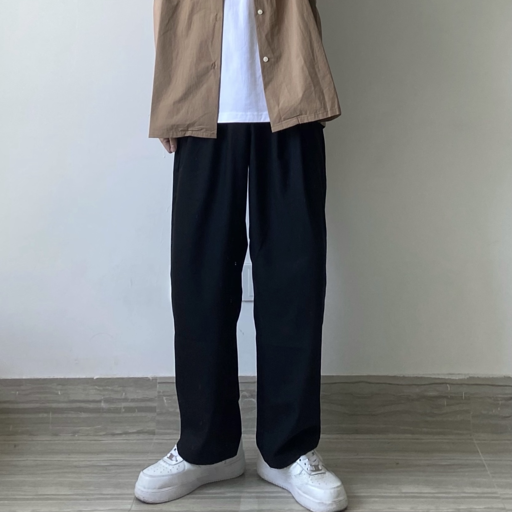 WHICHONE 日系春夏男垂感阔腿休闲宽松直筒西裤